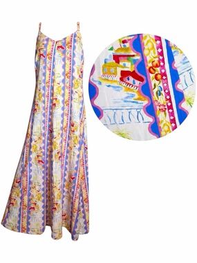 Label of Love Mediterranean Maxi Dress M Lemon Coastal‎ Print